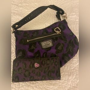 COACH H1281- F20024 purple Poppy Daisy Ocelot Animal Print purse and wallet